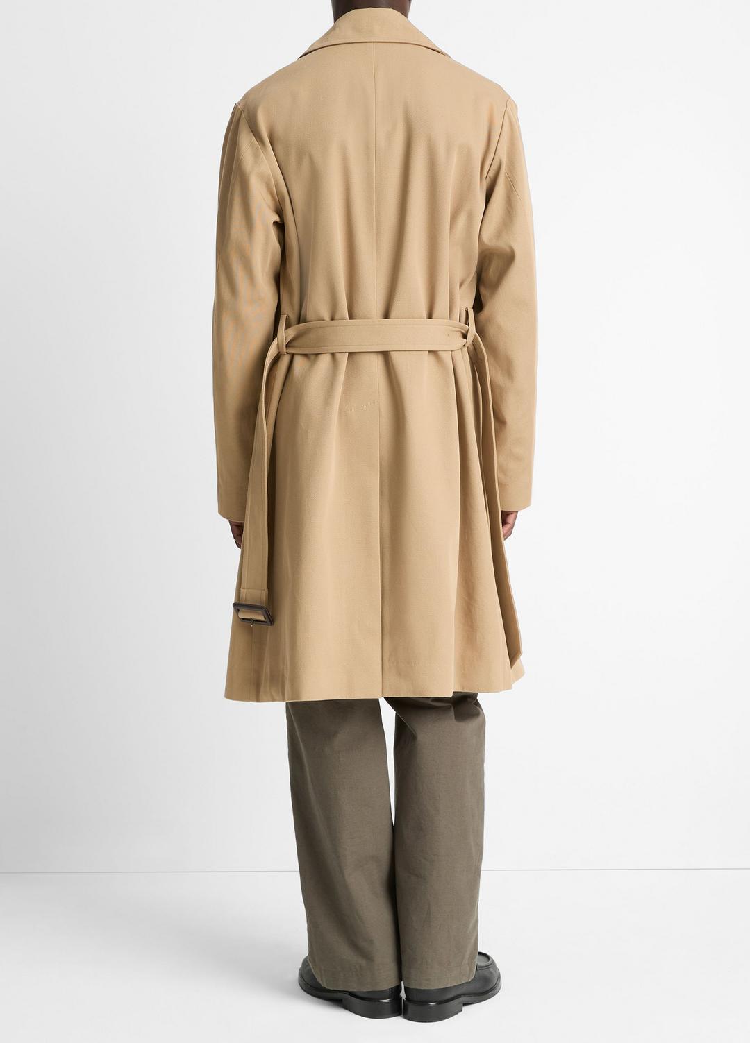 Italian Cotton Double-Breasted Trench Coat in Coats LIGHT BEACHWOOD | VINCE Men