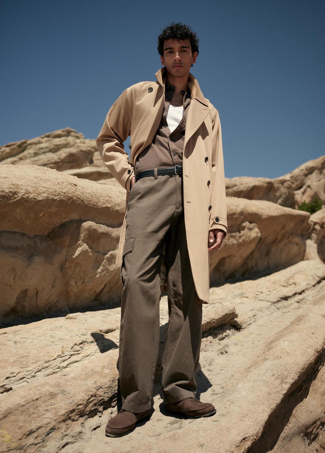 Italian Cotton Double-Breasted Trench Coat in Coats LIGHT BEACHWOOD | VINCE Men
