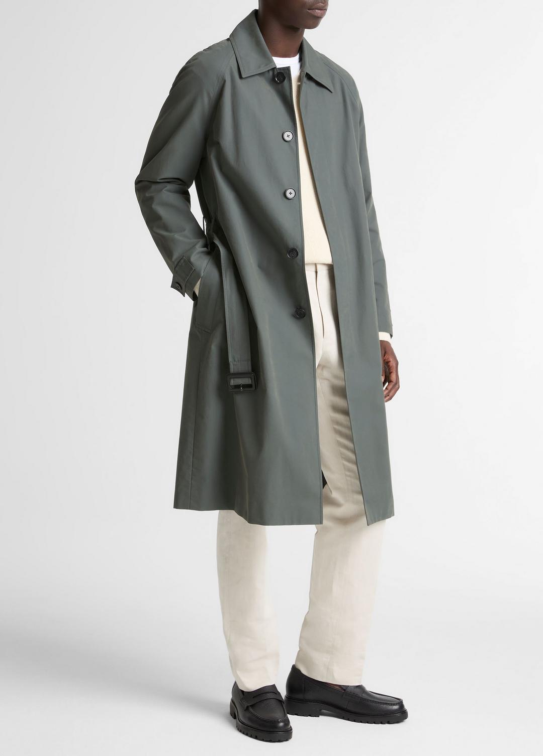 Cotton-Blend Single-Breasted Trench Coat in Coats SLATE | VINCE Men