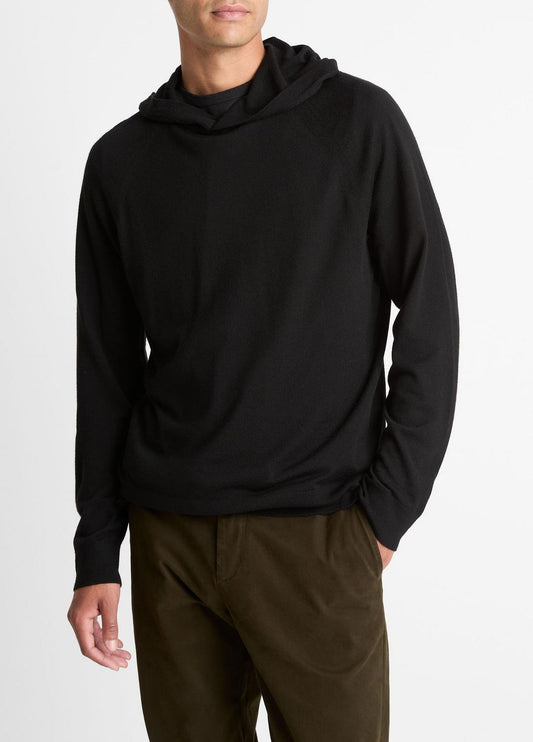 Featherweight Merino Wool-Cashmere Hoodie in Sweatshirts & Hoodies BLACK | VINCE Men