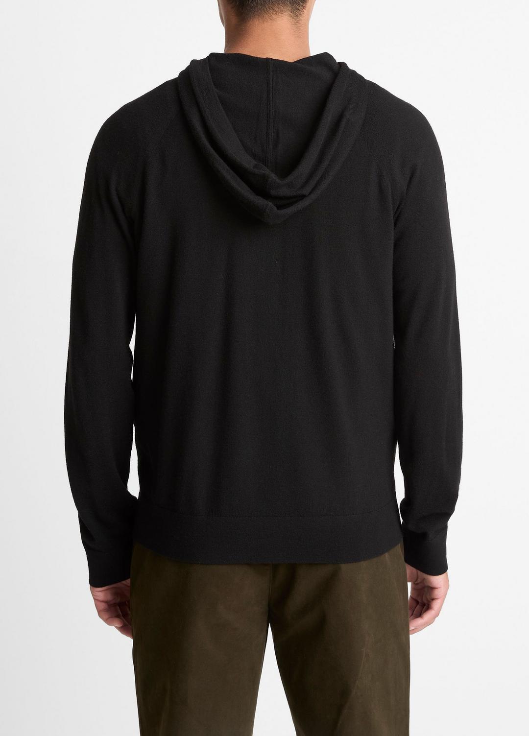 Featherweight Merino Wool-Cashmere Hoodie in Sweatshirts & Hoodies BLACK | VINCE Men
