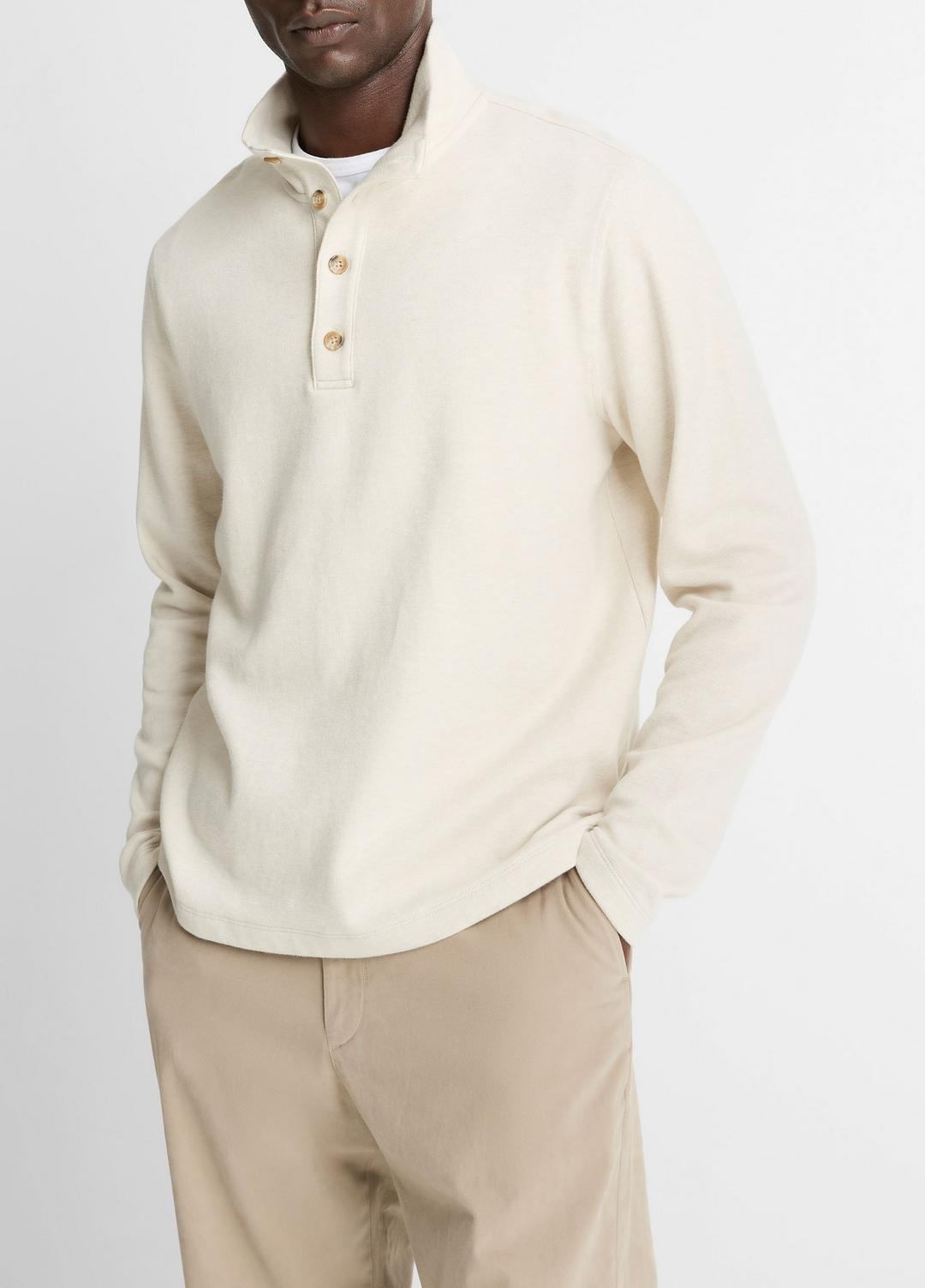 Cotton Button Mock-Neck Pullover in Sweatshirts & Hoodies HEATHER BONE | VINCE Men