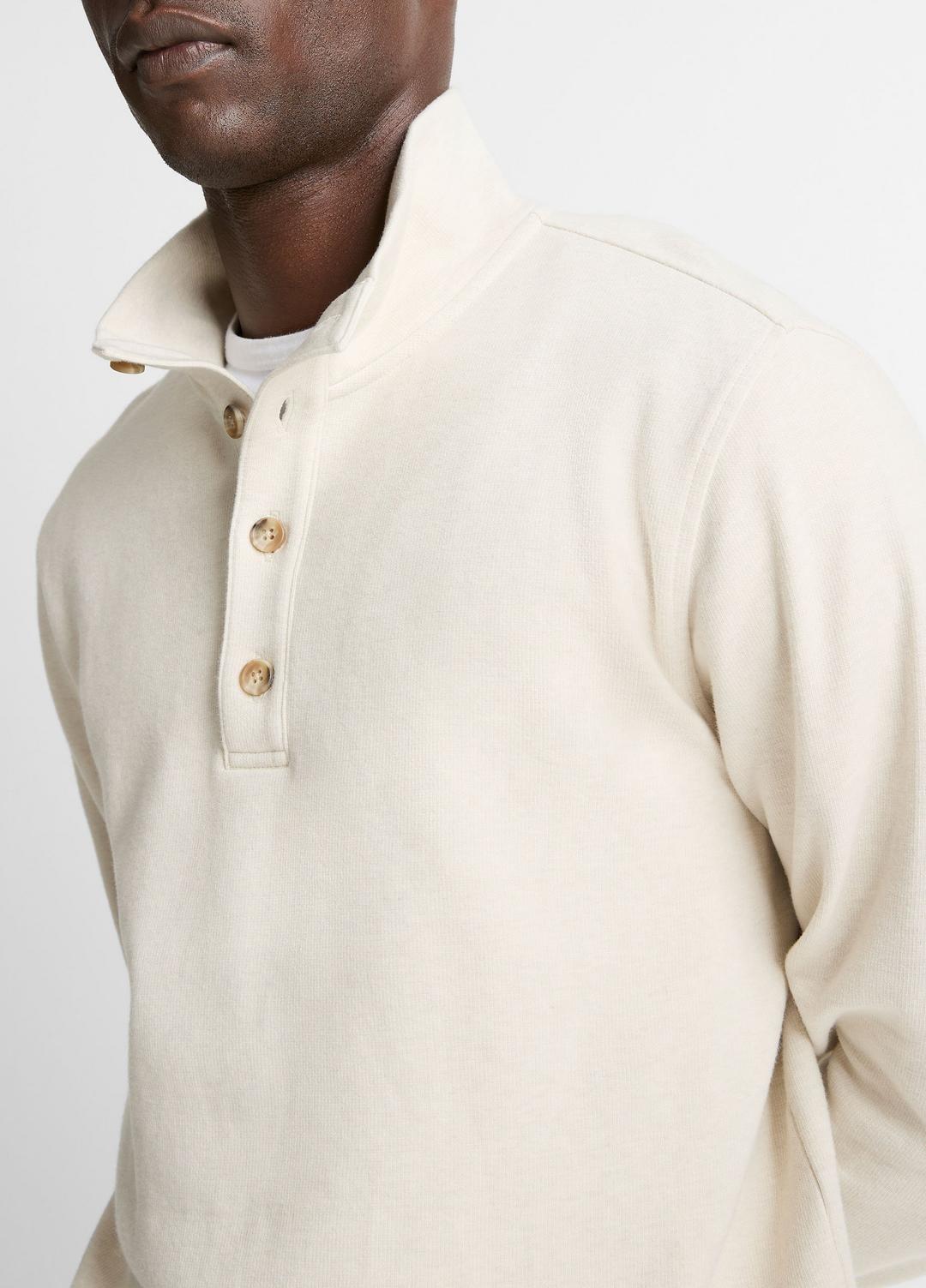 Cotton Button Mock-Neck Pullover in Sweatshirts & Hoodies HEATHER BONE | VINCE Men