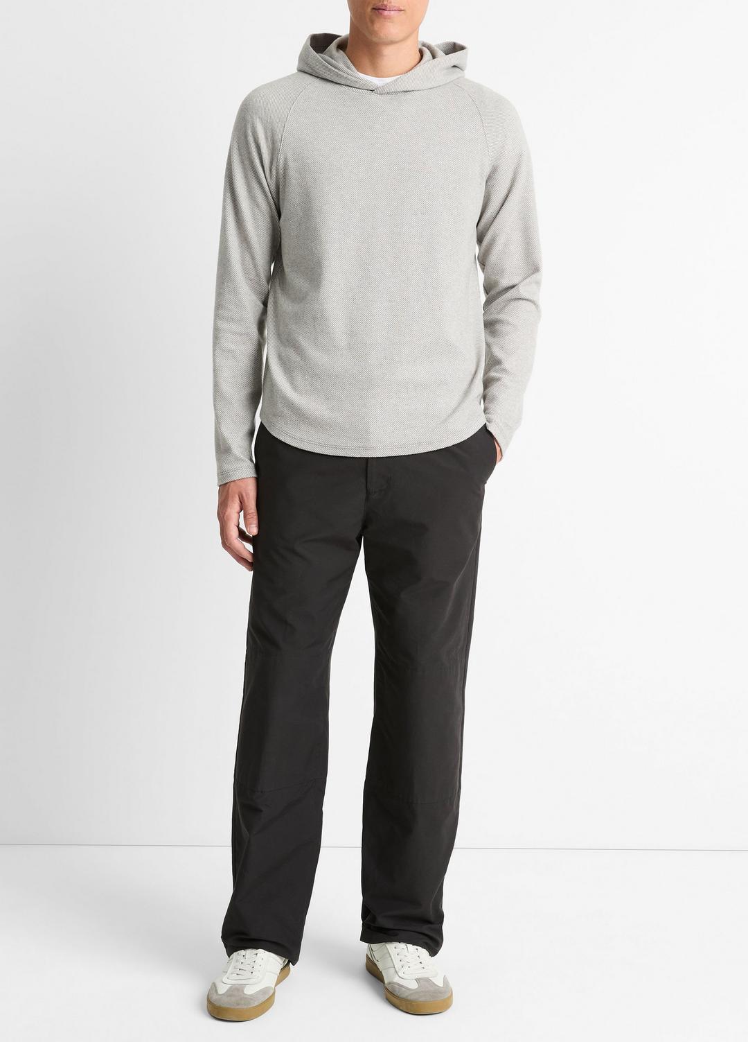 Broken Twill Pullover Hoodie in Sweatshirts & Hoodies HEATHER GREY/OFF WHITE | VINCE Men