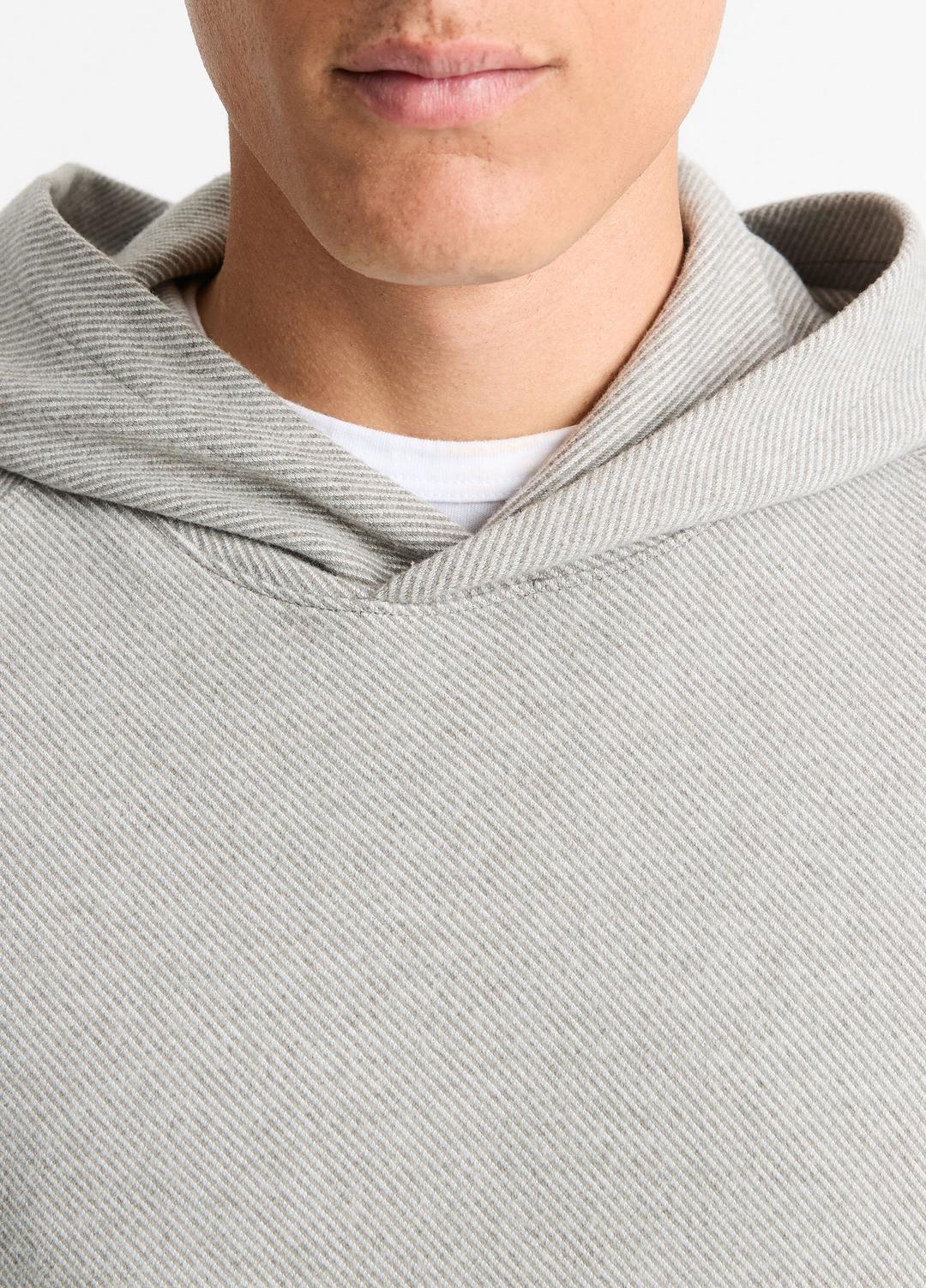Broken Twill Pullover Hoodie in Sweatshirts & Hoodies HEATHER GREY/OFF WHITE | VINCE Men