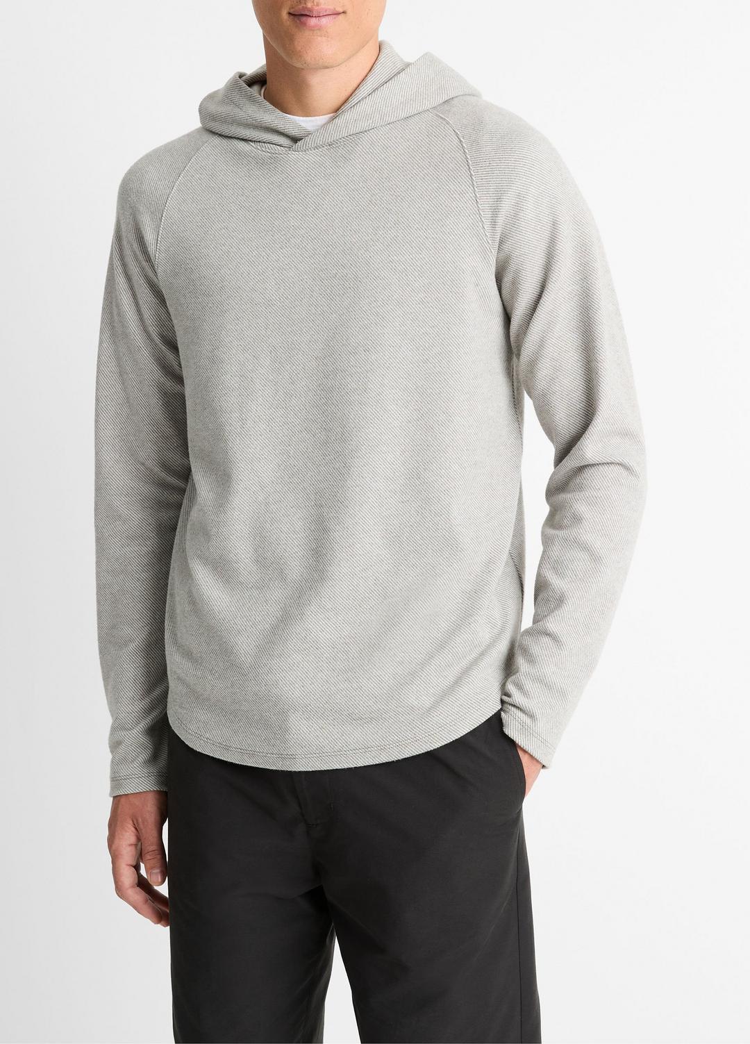 Broken Twill Pullover Hoodie in Sweatshirts & Hoodies HEATHER GREY/OFF WHITE | VINCE Men