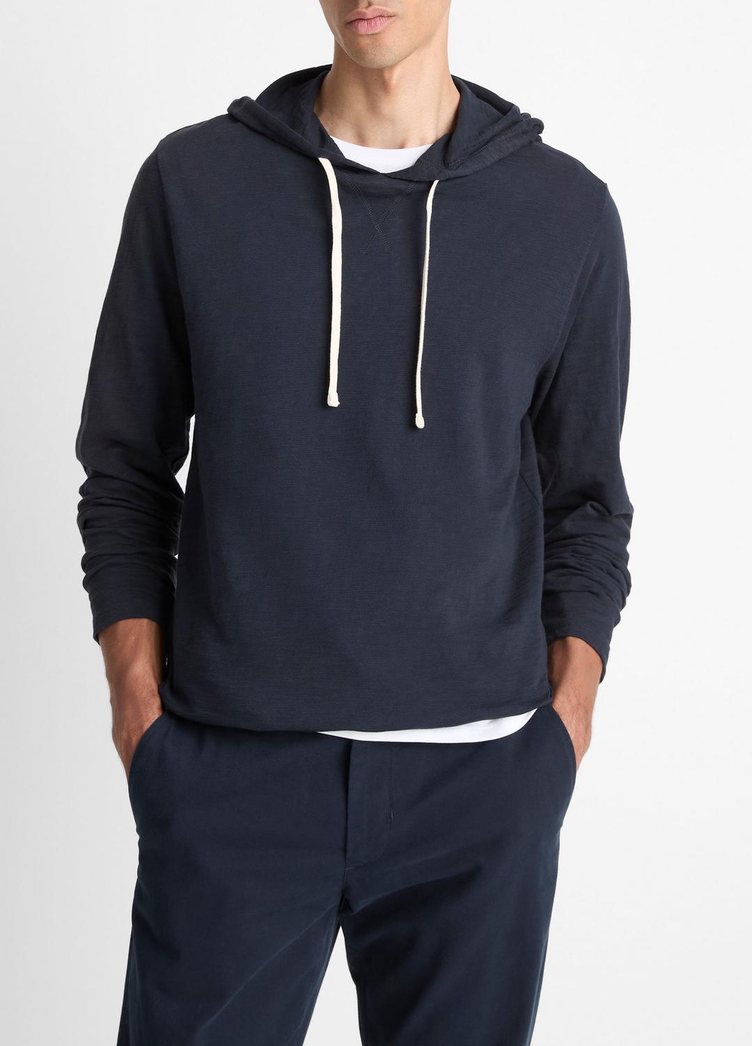 Textured Cotton Hoodie in Sweatshirts & Hoodies COASTAL BLUE | VINCE Men