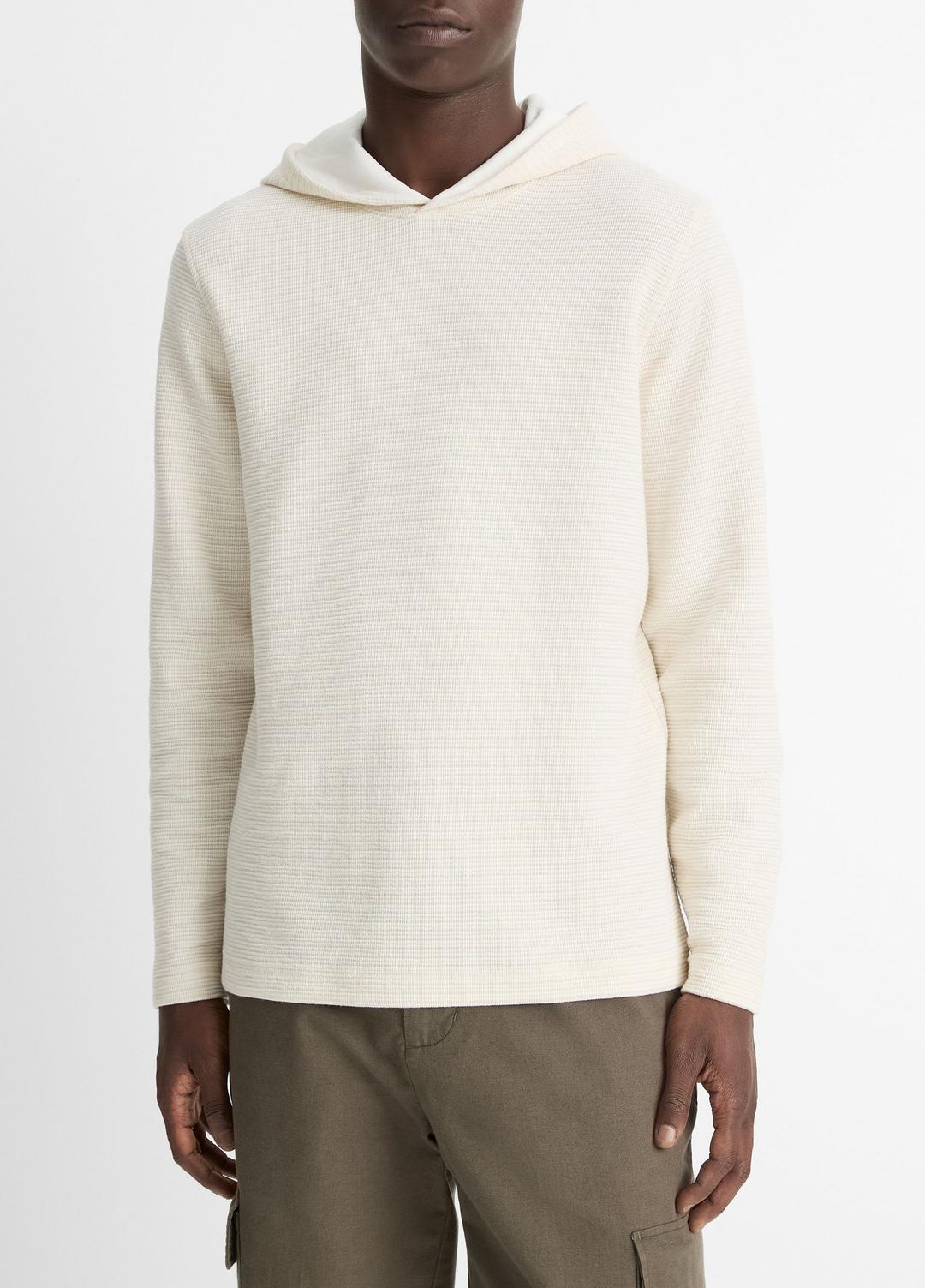 Variegated Stripe Double-Face Cotton-Blend Hoodie in Sweatshirts & Hoodies BAJA SAND/NATURAL | VINCE Men