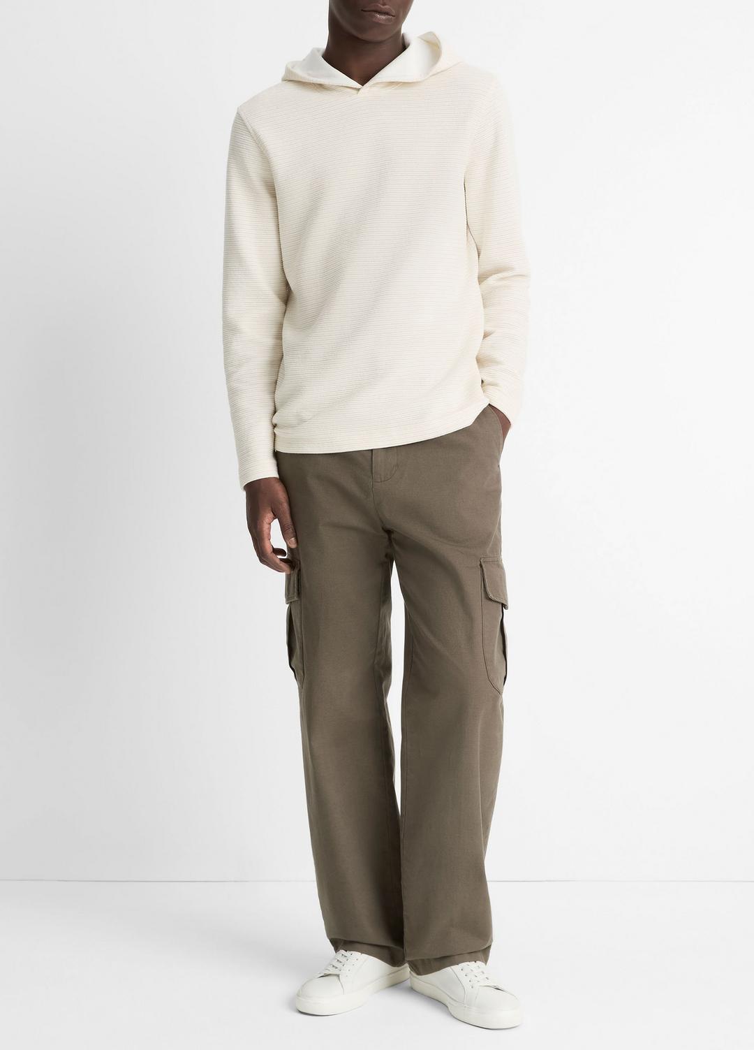 Variegated Stripe Double-Face Cotton-Blend Hoodie in Sweatshirts & Hoodies BAJA SAND/NATURAL | VINCE Men
