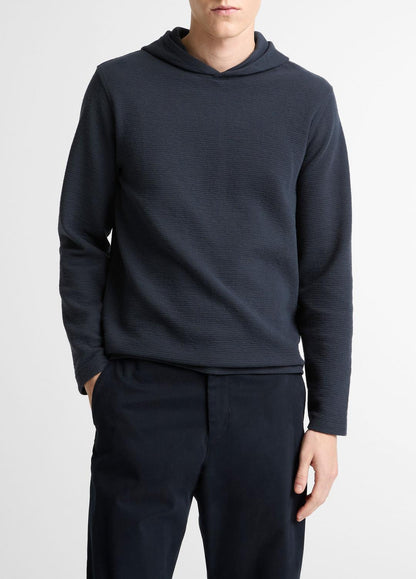 Variegated Stripe Double-Face Cotton-Blend Hoodie in Sweatshirts & Hoodies COASTAL BLUE/COASTAL BLUE | VINCE Men