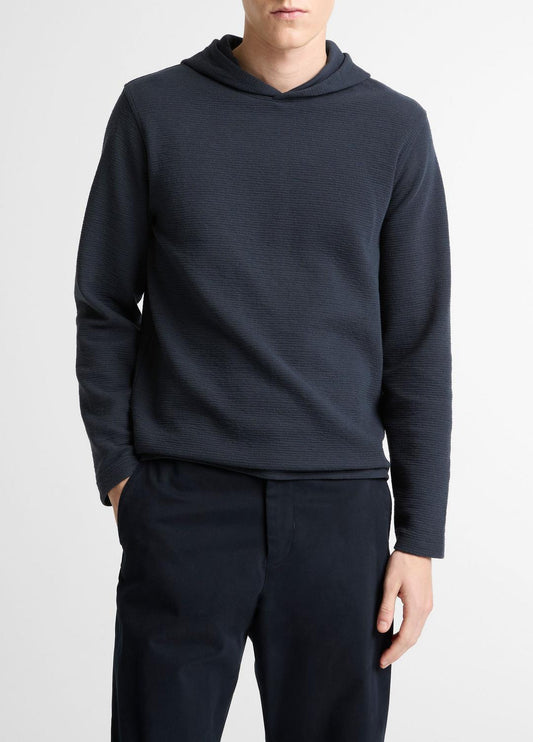 Variegated Stripe Double-Face Cotton-Blend Hoodie in Sweatshirts & Hoodies COASTAL BLUE/COASTAL BLUE | VINCE Men