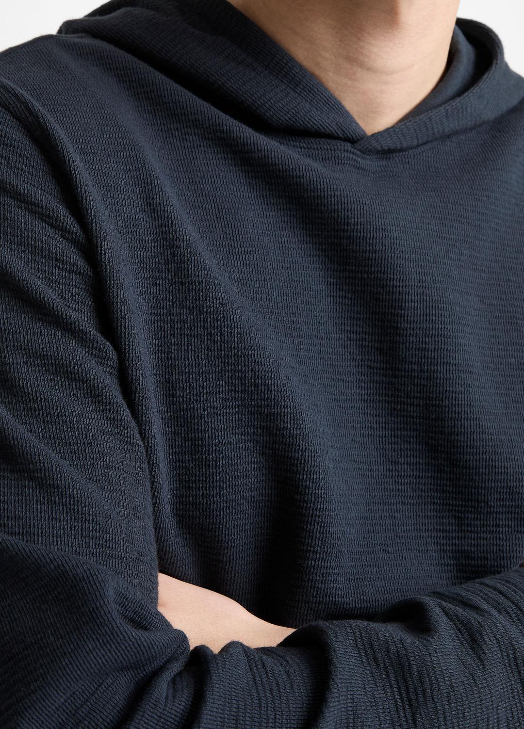 Variegated Stripe Double-Face Cotton-Blend Hoodie in Sweatshirts & Hoodies COASTAL BLUE/COASTAL BLUE | VINCE Men