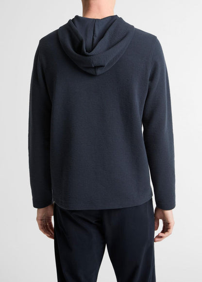 Variegated Stripe Double-Face Cotton-Blend Hoodie in Sweatshirts & Hoodies COASTAL BLUE/COASTAL BLUE | VINCE Men