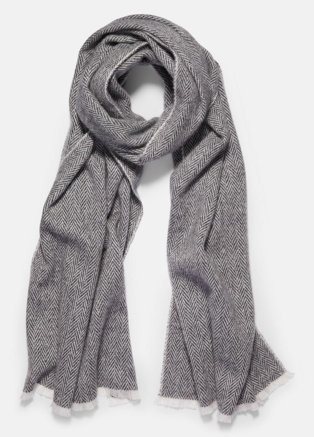 Herringbone Cashmere Scarf in Scarves & Hats WHITE/BLACK | VINCE Men
