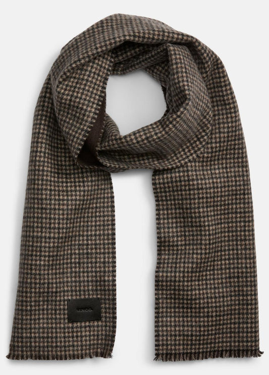 Double-Face Houndstooth Wool-Cashmere Scarf in Scarves & Hats BROWN | VINCE Men