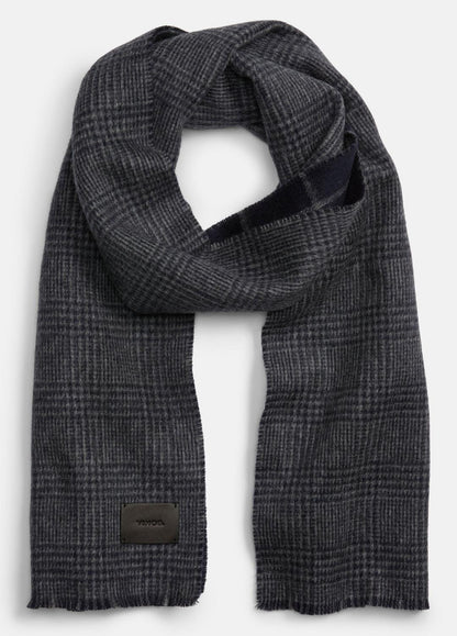 Double-Face Plaid Wool-Cashmere Scarf in Scarves & Hats COASTAL BLUE/MEDIUM HEATHER GREY | VINCE Men