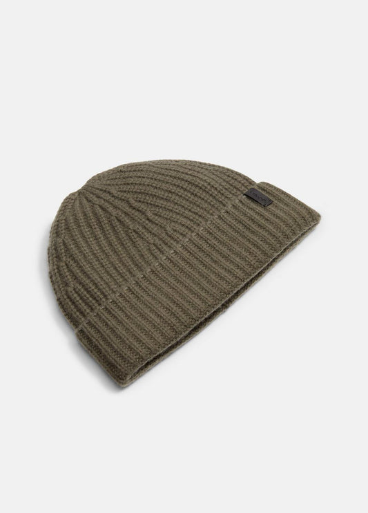 Cashmere Shaker-Stitch Beanie in Scarves & Hats SURPLUS OLIVE | VINCE Men