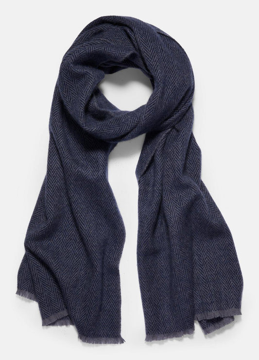 Herringbone Cashmere Scarf in Scarves & Hats COASTAL BLUE/IRIS BLUE | VINCE Men