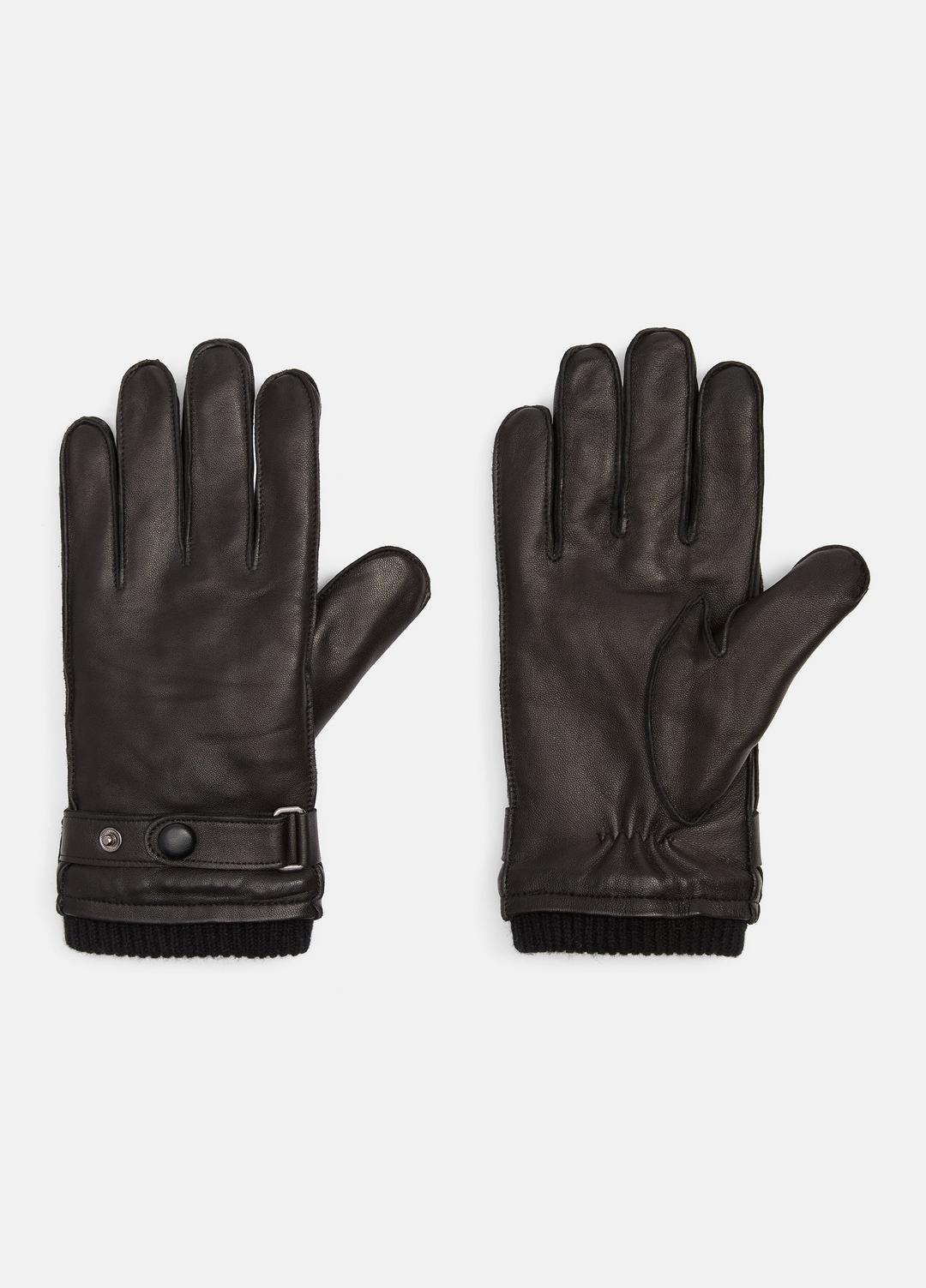 Leather Wrist-Strap Glove in Gloves BLACK | VINCE Men