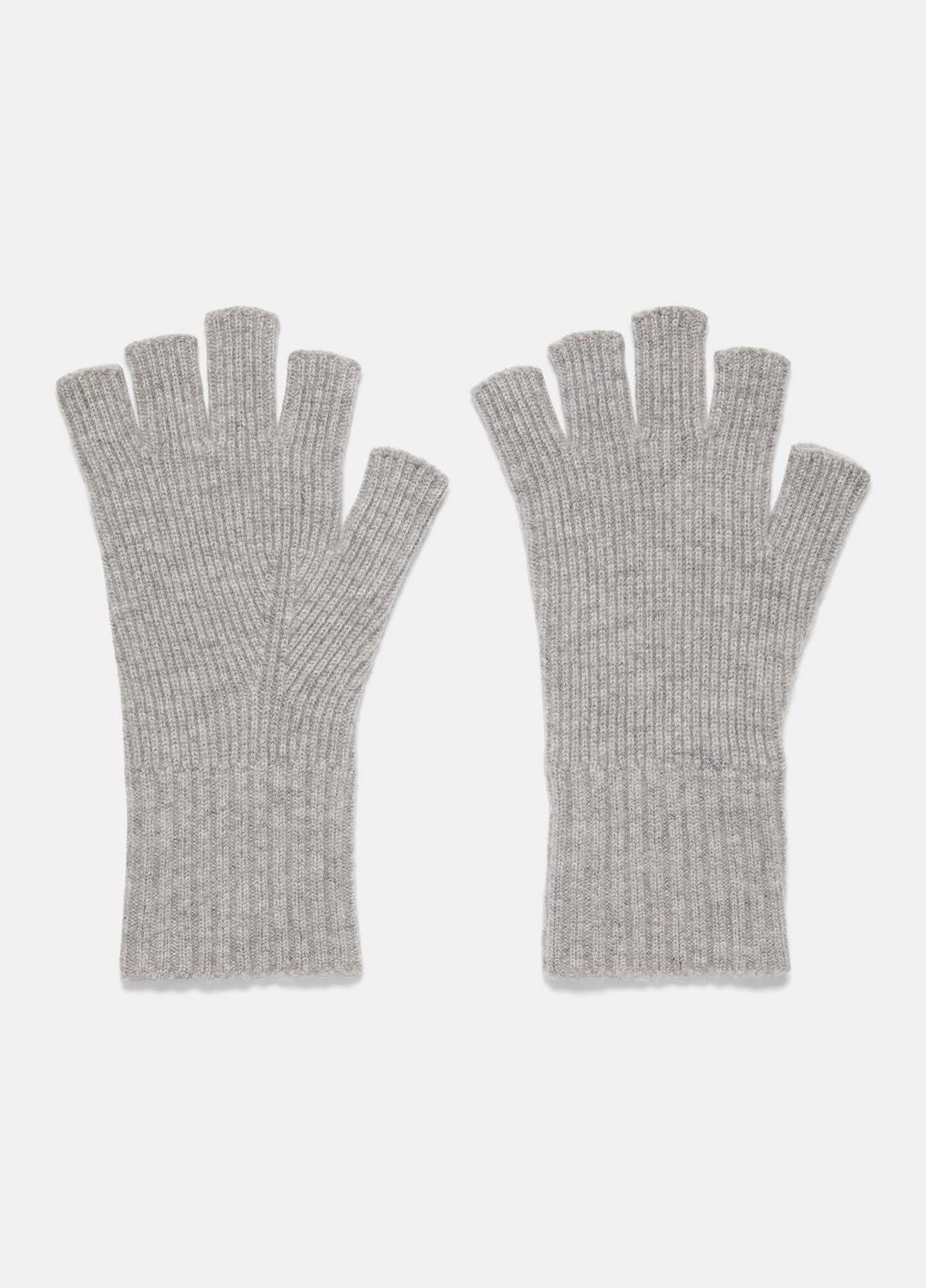 Wool-Cashmere Rib-Knit Fingerless Glove in Gloves HEATHER GREY | VINCE Men