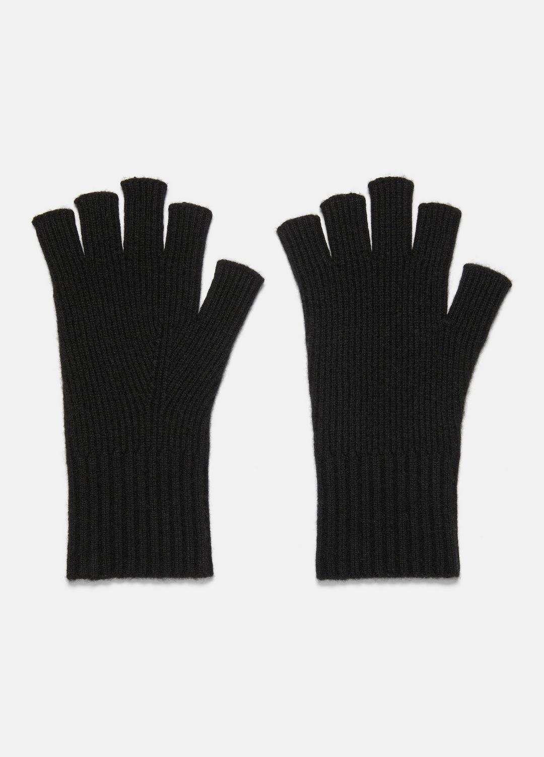 Wool-Cashmere Rib-Knit Fingerless Glove in Gloves HEATHER BLACK | VINCE Men