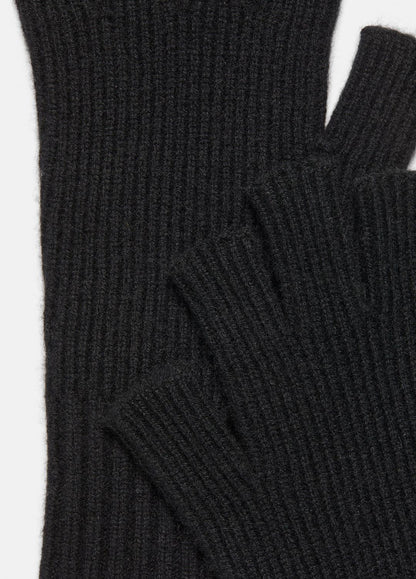 Wool-Cashmere Rib-Knit Fingerless Glove in Gloves HEATHER BLACK | VINCE Men