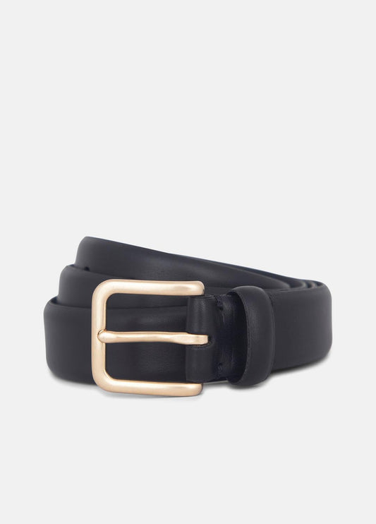Men's 30mm Leather Belt in Belts BLACK/ANTIQUE BRASS | VINCE Men
