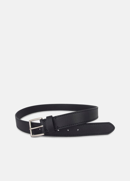 Men's 35mm Stitched Leather Belt in Belts BLACK/DULL NICKEL | VINCE Men