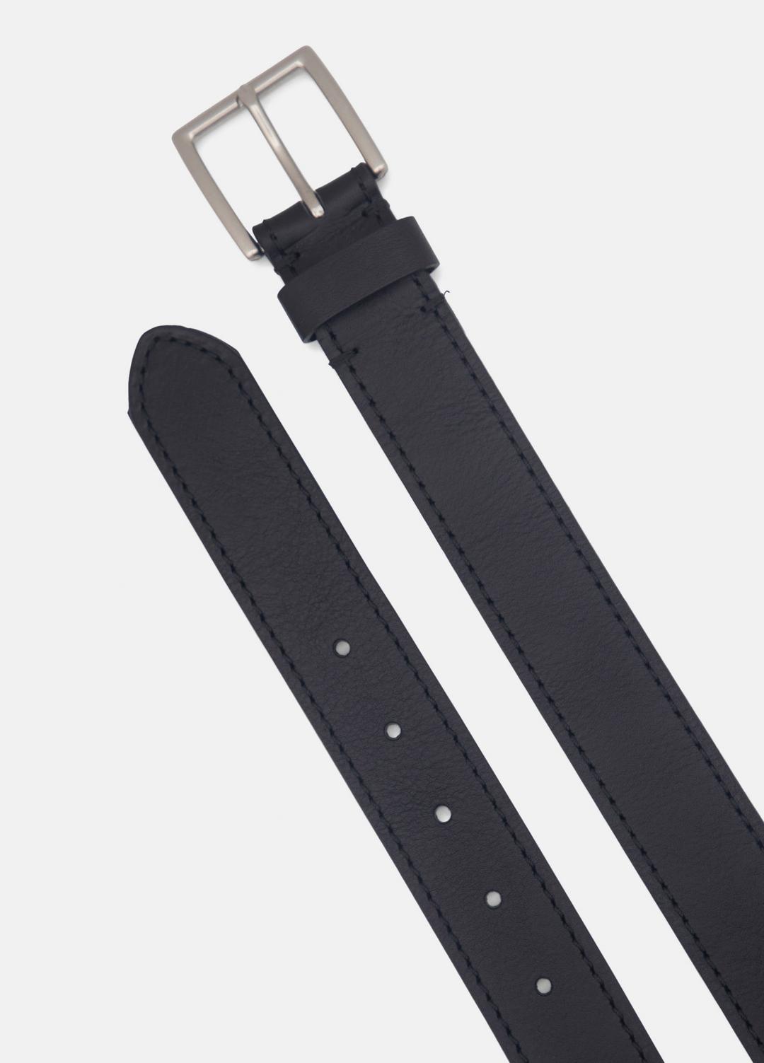 Men's 35mm Stitched Leather Belt in Belts BLACK/DULL NICKEL | VINCE Men