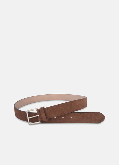 Men's 35mm Suede Belt in Belts CHOCOLATE/PALLADIUM | VINCE Men