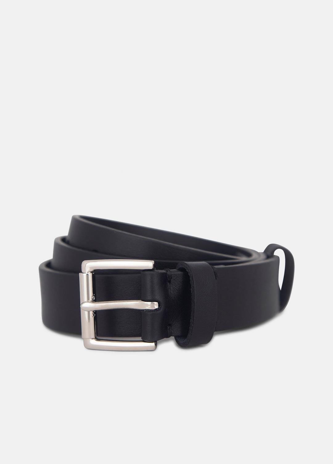 Men's 30mm Leather Double-Loop Belt in Belts BLACK/PALLADIUM | VINCE Men