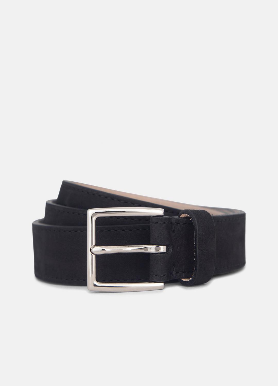 Men's 32mm Nubuck Leather Belt in Belts BLACK/PALLADIUM | VINCE Men