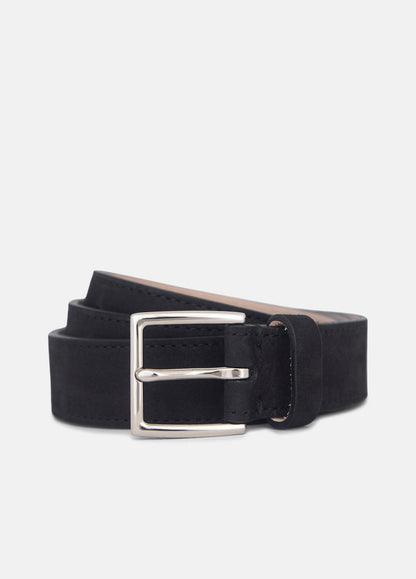 Men's 32mm Nubuck Leather Belt in Belts BLACK/PALLADIUM | VINCE Men