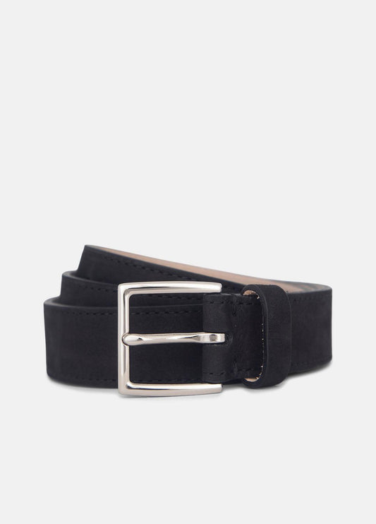 Men's 32mm Nubuck Leather Belt in Belts BLACK/PALLADIUM | VINCE Men