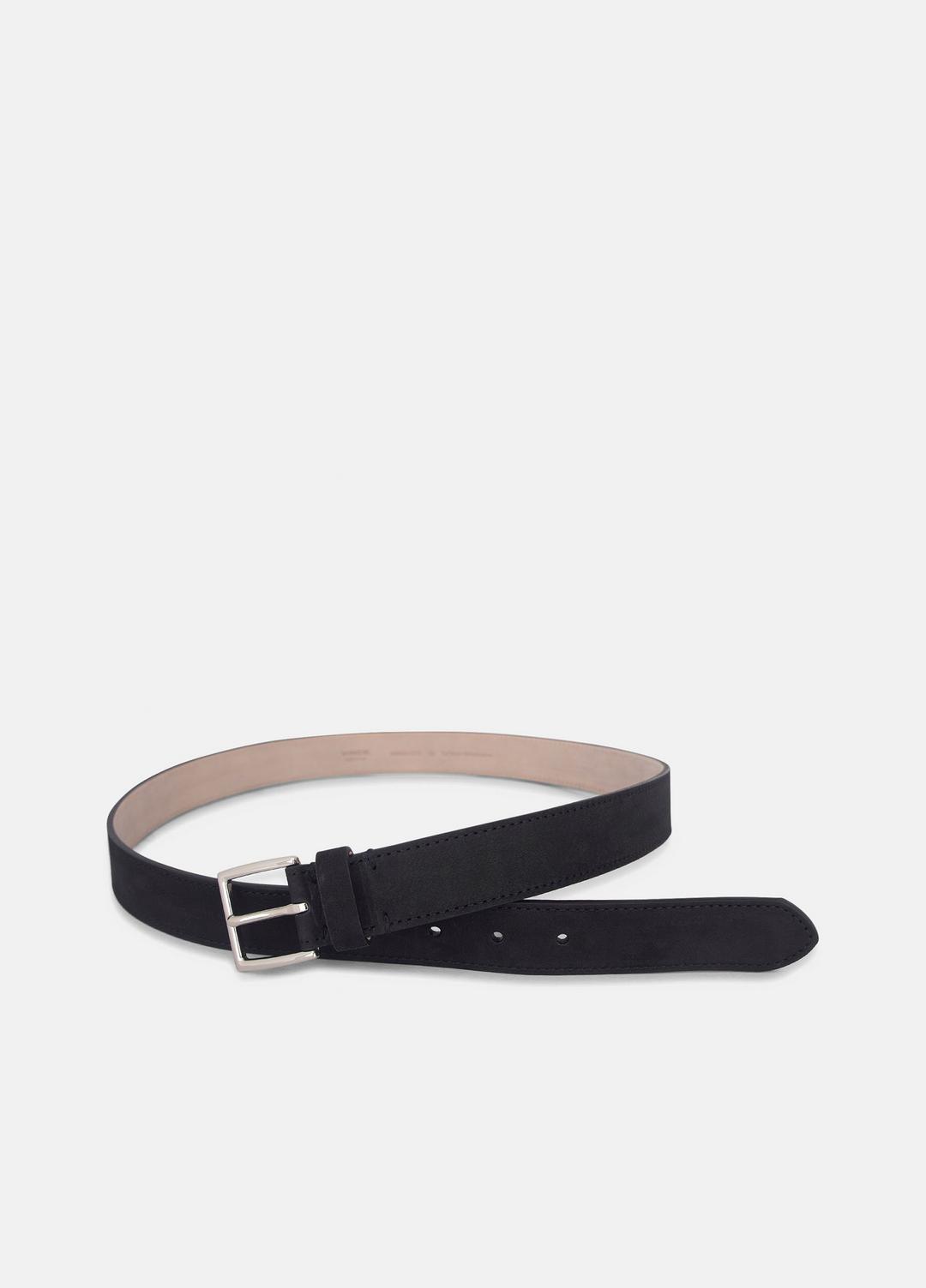 Men's 32mm Nubuck Leather Belt in Belts BLACK/PALLADIUM | VINCE Men