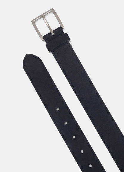 Men's 32mm Nubuck Leather Belt in Belts BLACK/PALLADIUM | VINCE Men