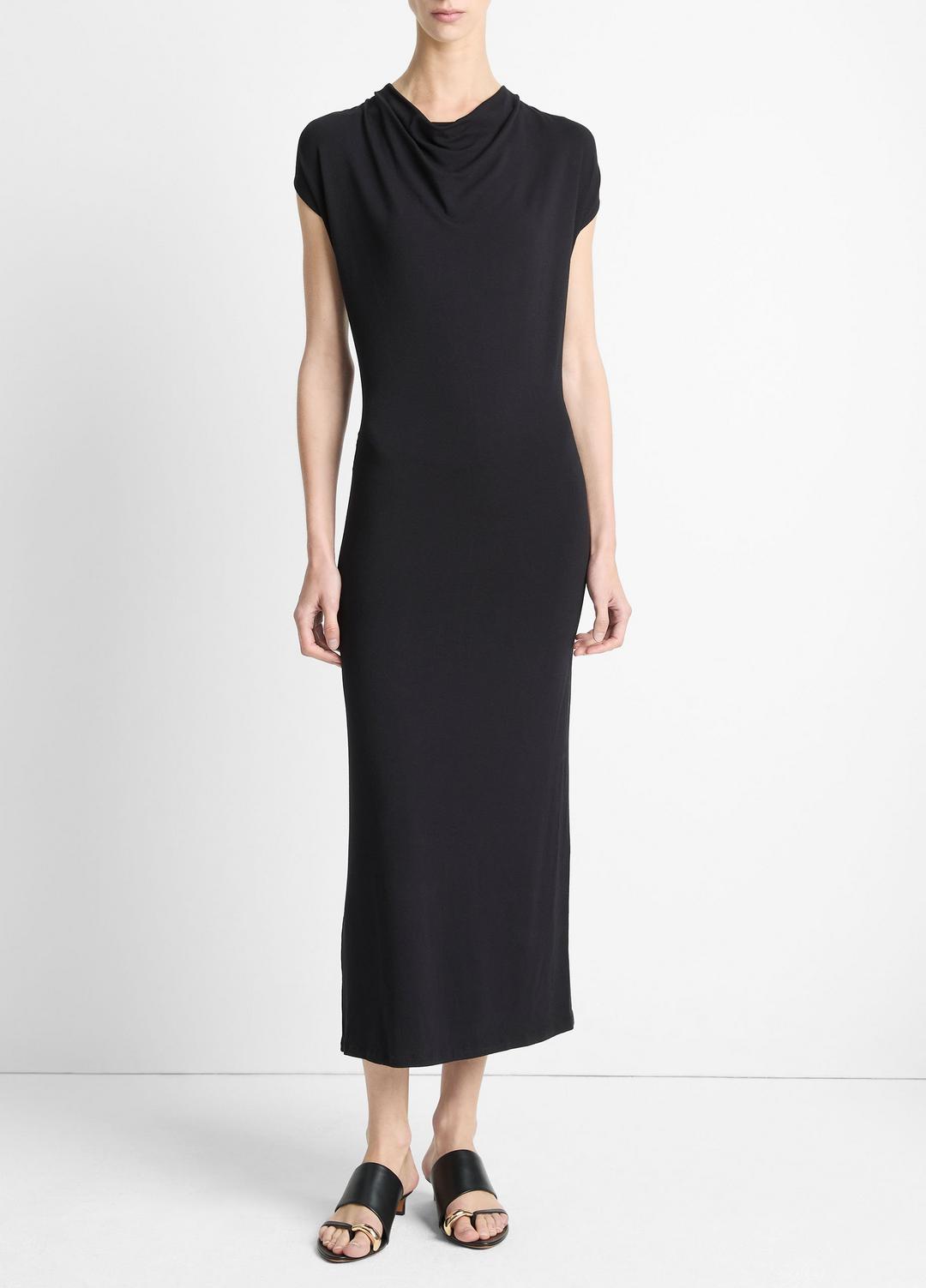 Jersey Draped Cowl-Neck Dress in Dresses & Skirts BLACK | VINCE Sale