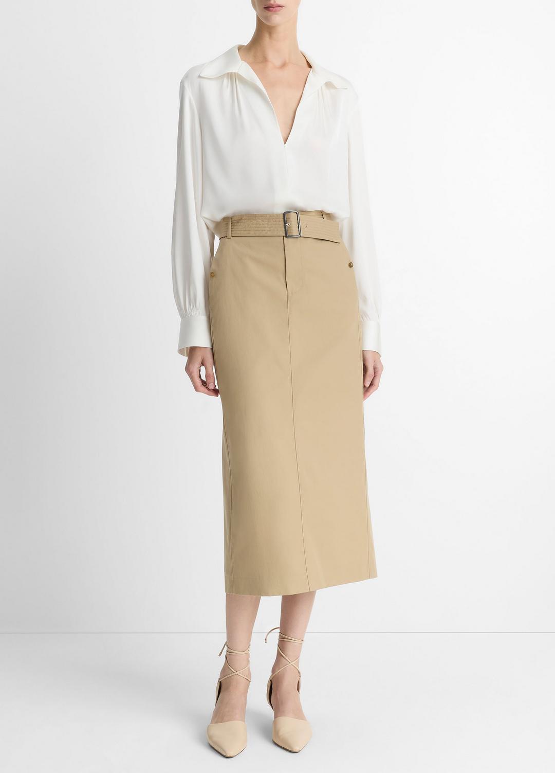 Cotton Trench Pencil Skirt in Dresses & Skirts COBBLE STONE | VINCE Sale