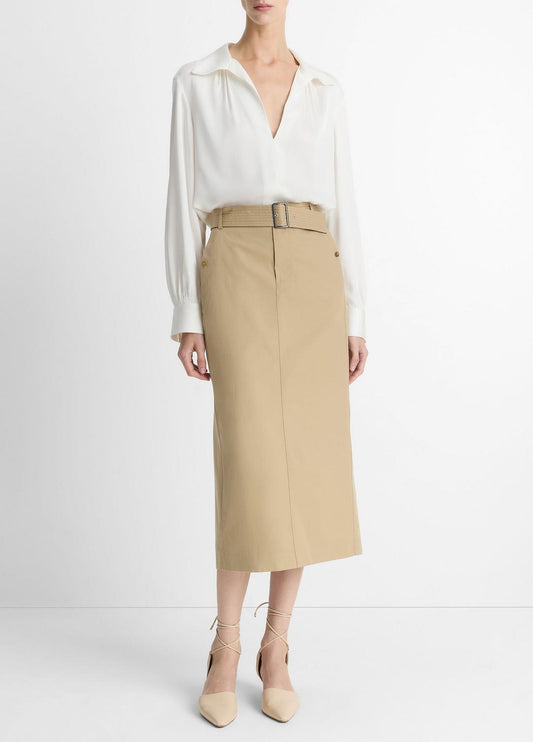 Cotton Trench Pencil Skirt in Dresses & Skirts COBBLE STONE | VINCE Sale