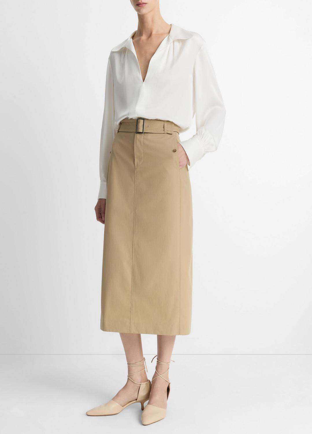 Cotton Trench Pencil Skirt in Dresses & Skirts COBBLE STONE | VINCE Sale