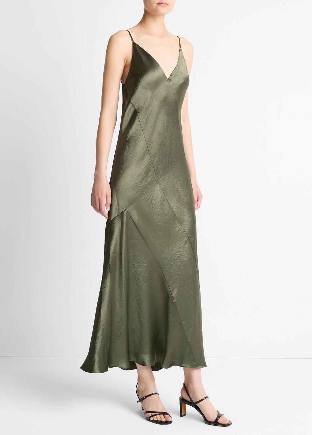 Paneled Satin Bias Slip Dress in Dresses & Skirts HERBA | VINCE Sale