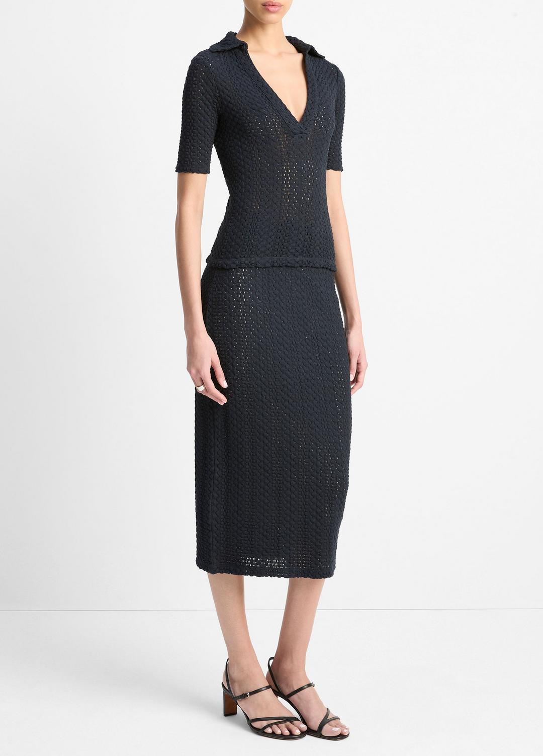 Textural Cotton Midi Skirt in Dresses & Skirts COASTAL BLUE | VINCE Sale