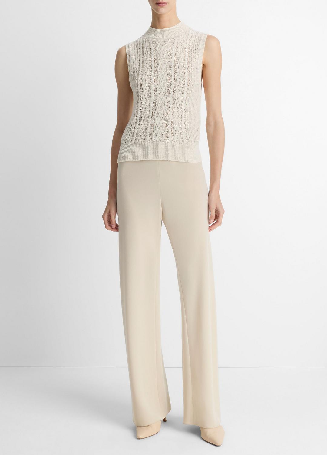 Cable Cotton-Blend Double-Layer Shell in Sweaters OFF WHITE/GOLD CLIFF | VINCE Sale