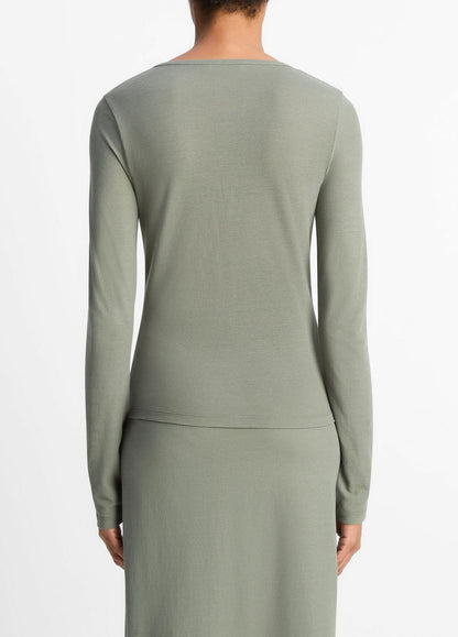 Cotton Crepe Jersey Cardigan in Shirts & Tees CLAY SAGE | VINCE Sale