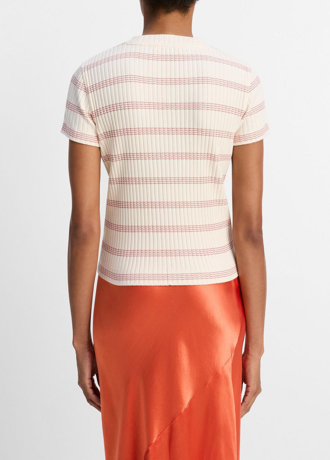 Striped Ribbed Cotton-Blend Top in Shirts & Tees OAT SHELL COMBO | VINCE Sale
