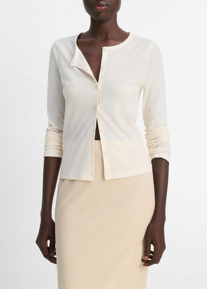 Cotton Crepe Jersey Cardigan in Shirts & Tees OAT SHELL | VINCE Sale