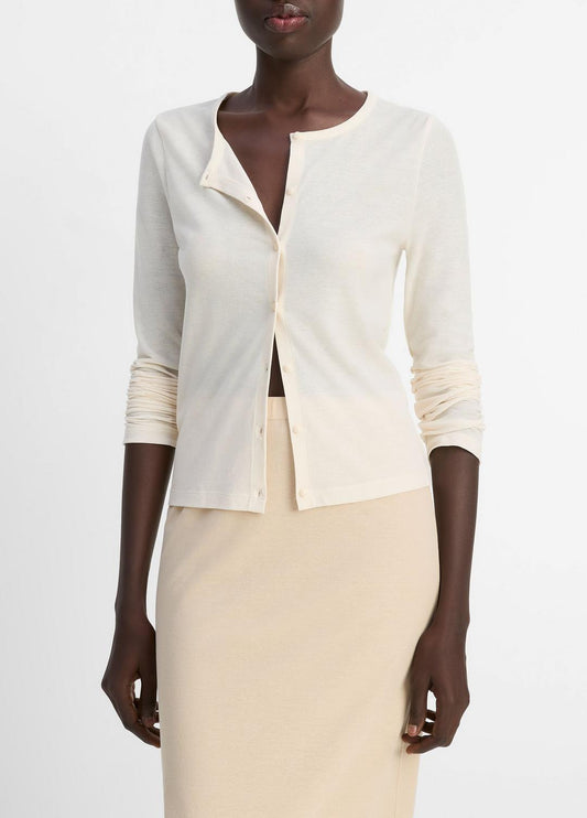 Cotton Crepe Jersey Cardigan in Shirts & Tees OAT SHELL | VINCE Sale
