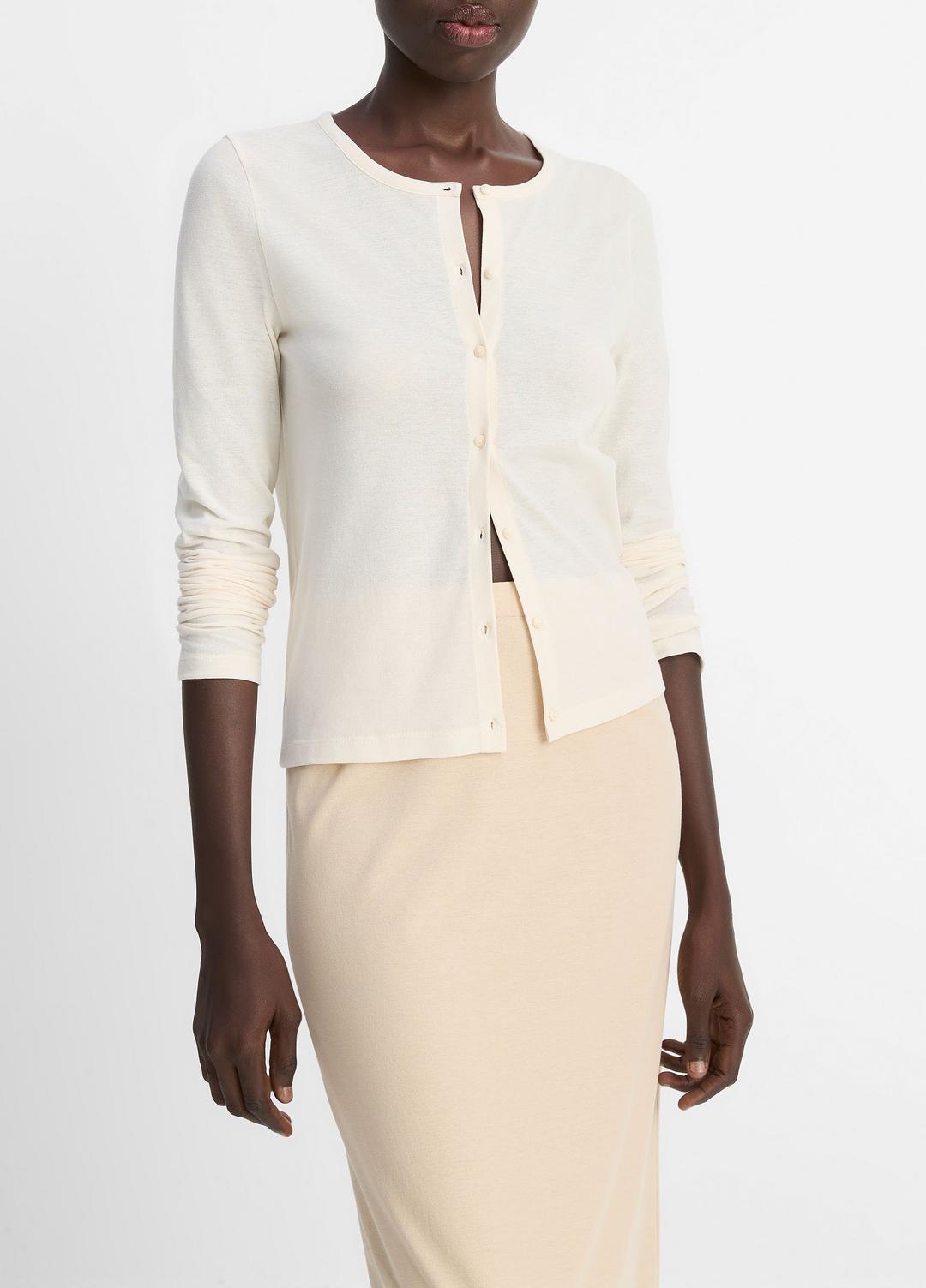 Cotton Crepe Jersey Cardigan in Shirts & Tees OAT SHELL | VINCE Sale