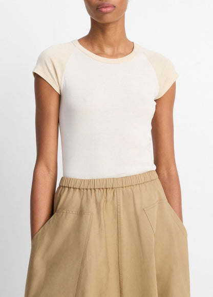 Colorblock Pima Cotton Raglan T-Shirt in Shirts & Tees OAT SHELL COMBO | VINCE Sale