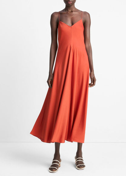 Silk-Blend A-Line Slip Dress in Dresses & Skirts BRICK ROSE | VINCE Sale